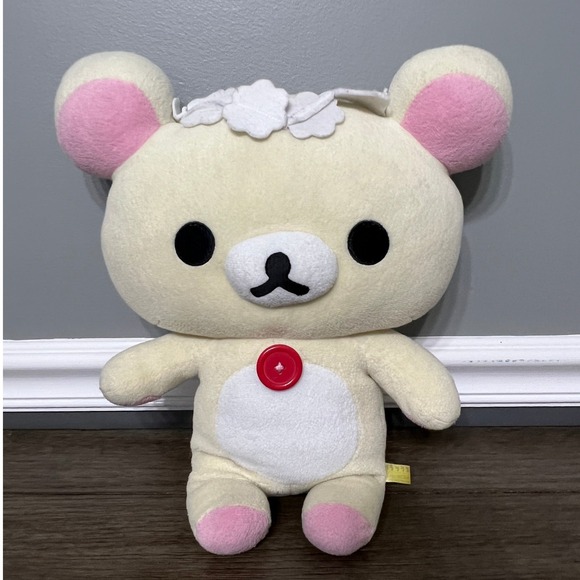 Rilakkuma Bear Plush Stuffed Animal Toy Kawaii Flower Headband Cute Gift - Picture 1 of 4